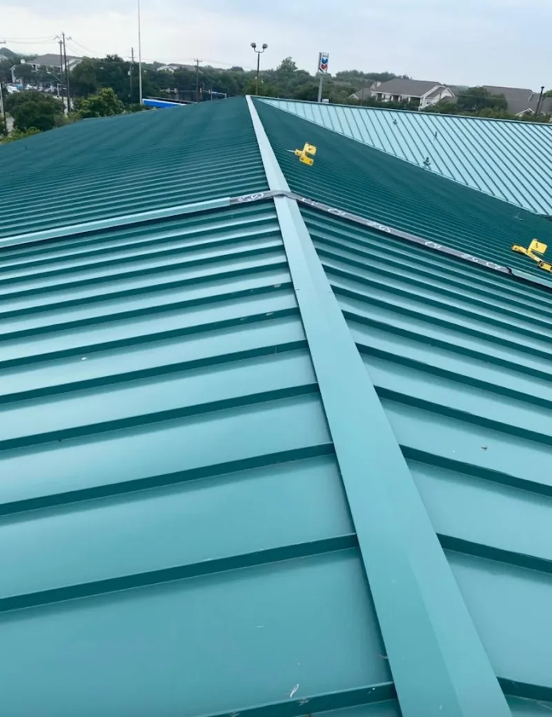 Green commercial metal roof ridge and valley for Metal Roof Repair in Warner Robins